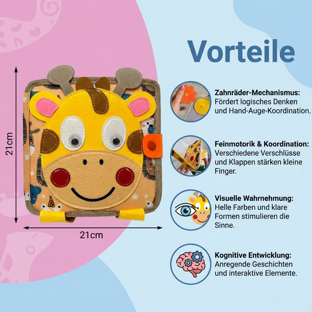 Interactive Montessori Sensory Book for Kids with Textured Pages | Engaging Giraffe Stories for Cognitive Development 5