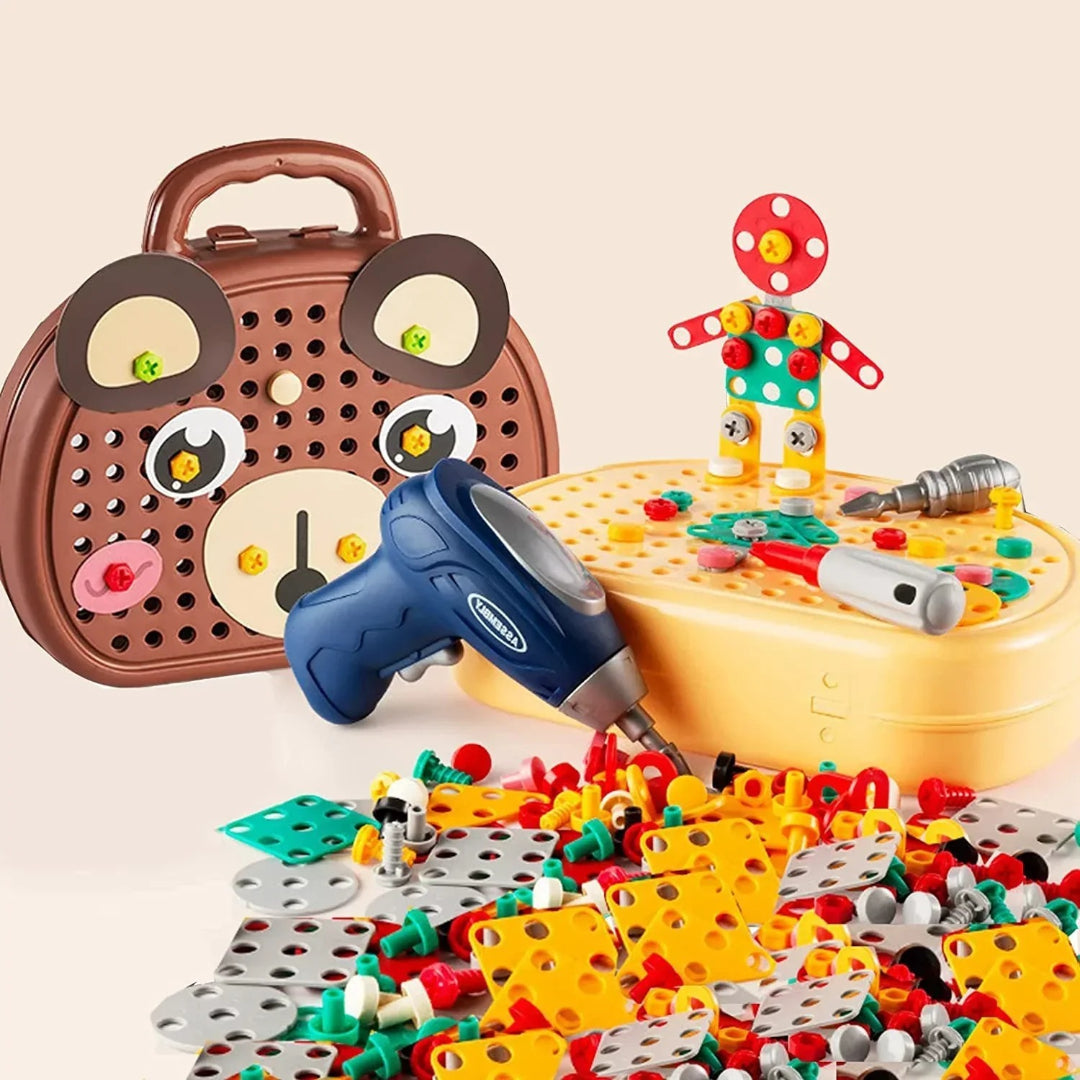 Construction Toy Tool Set with Drill