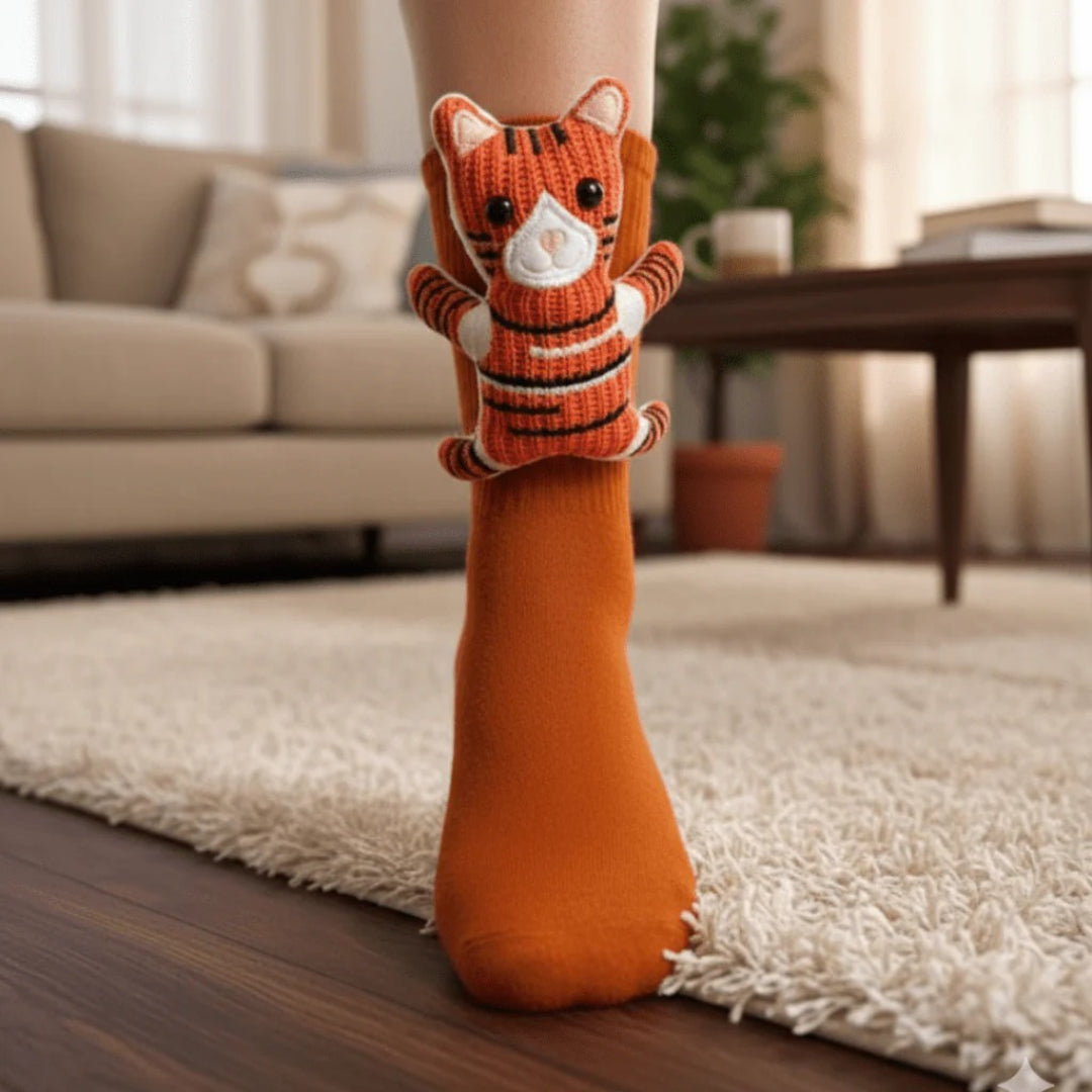 Cozy 3D Animal-Inspired Slipper Socks with Non-Slip Sole