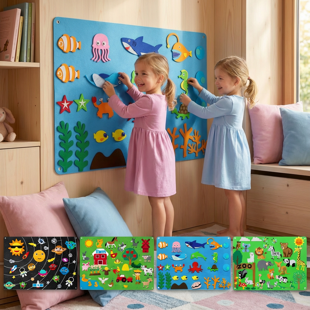 Montessori Felt Worlds | Educational Toy with Colorful Animal Figures | Engaging Learning Experience for Imagination and Creativity 1