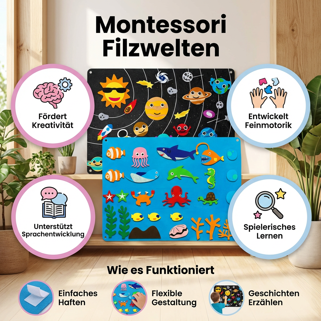Montessori Felt Worlds | Educational Toy with Colorful Animal Figures | Engaging Learning Experience for Imagination and Creativity 5