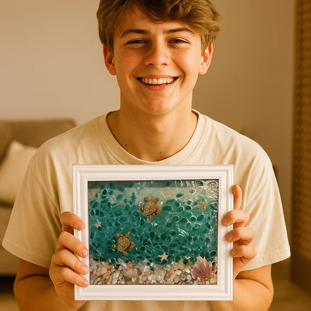 Ocean Treasures | DIY Sea Glass Art Kit with Natural Driftwood | Creative Home Decor for Unique Personal Touch 3