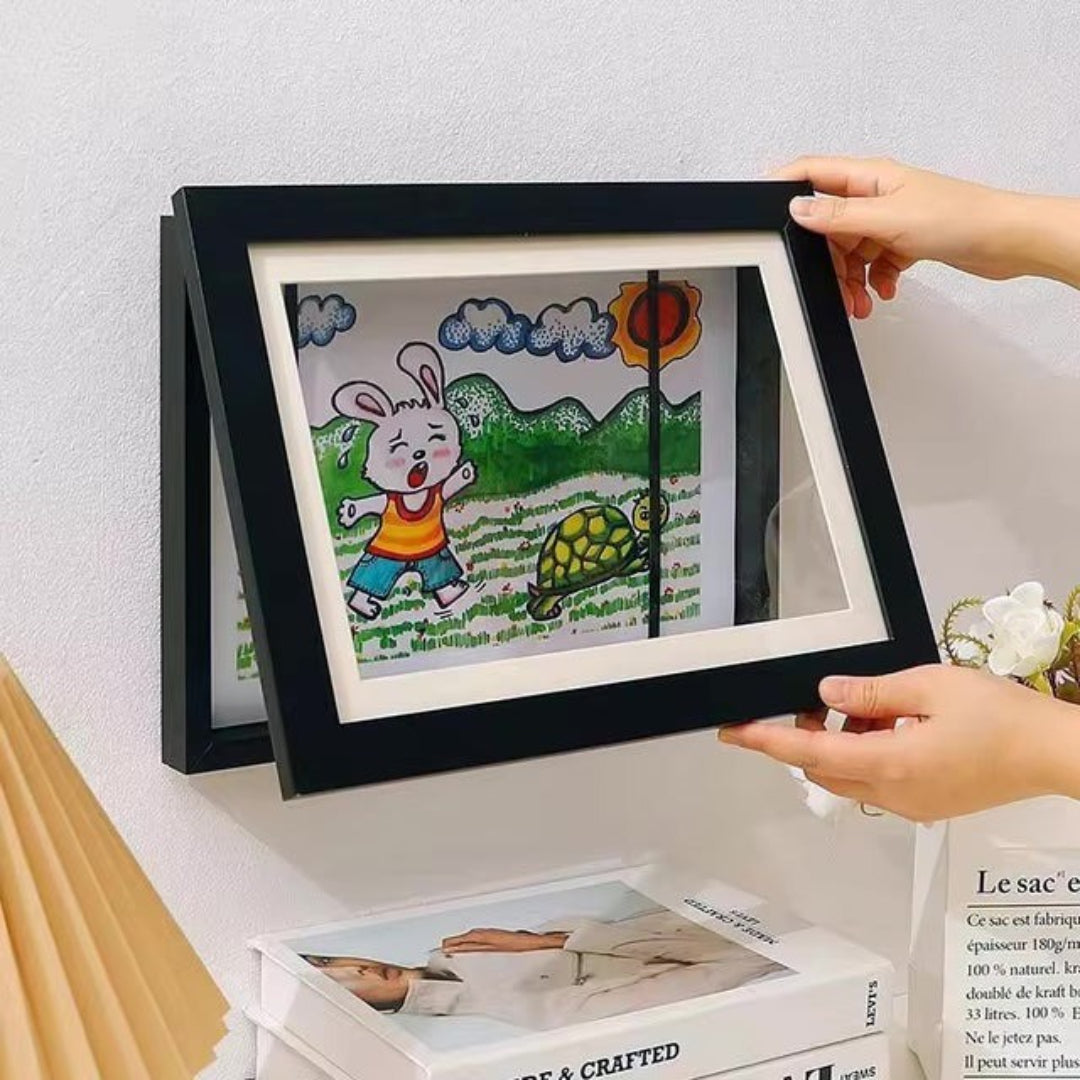 Kids Art Display Frame with Front Opening for Easy Storage