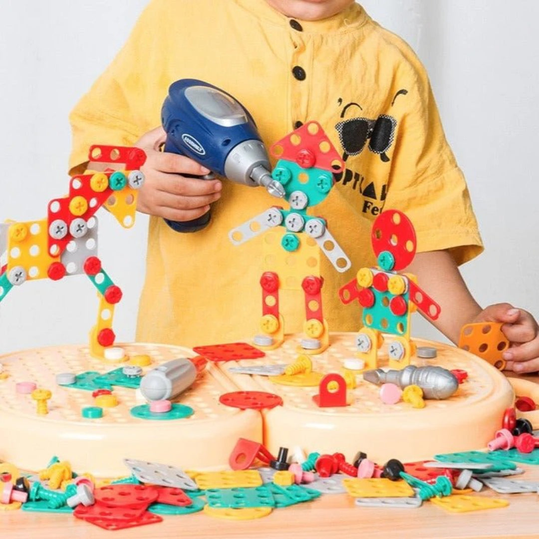 Construction Toy Tool Set with Drill