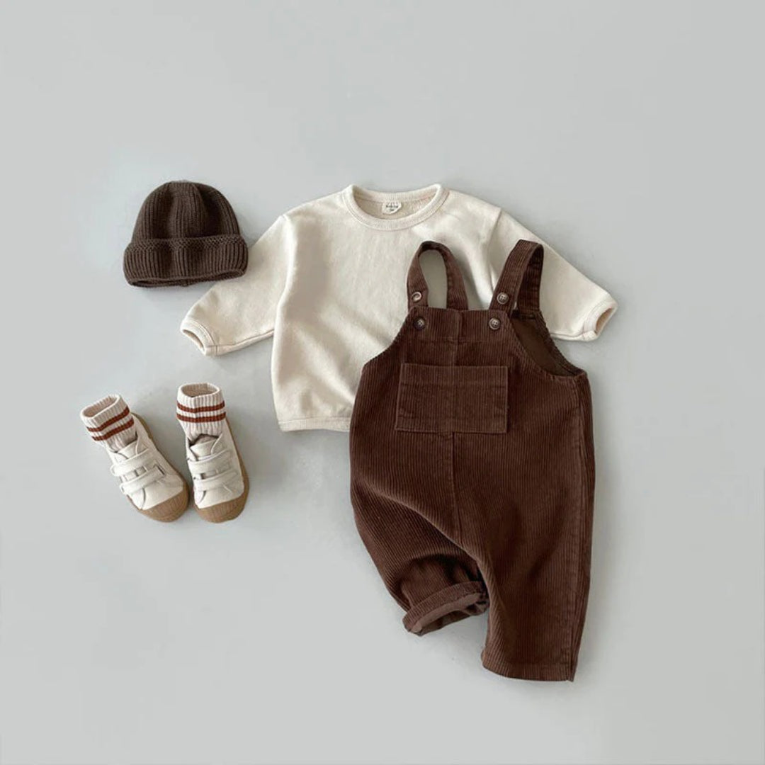 Unisex Striped Cotton Baby Dungarees