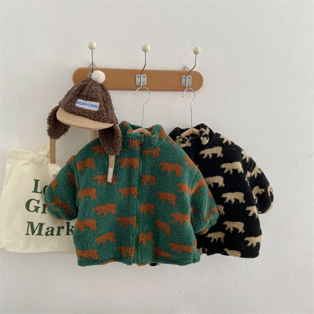 Unisex Fleece Vest with Bear Motif
