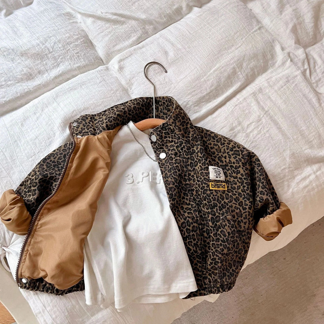 Brown panther print cotton jacket