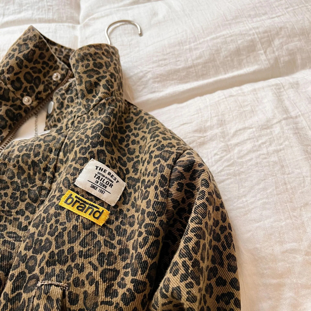 Brown panther print cotton jacket