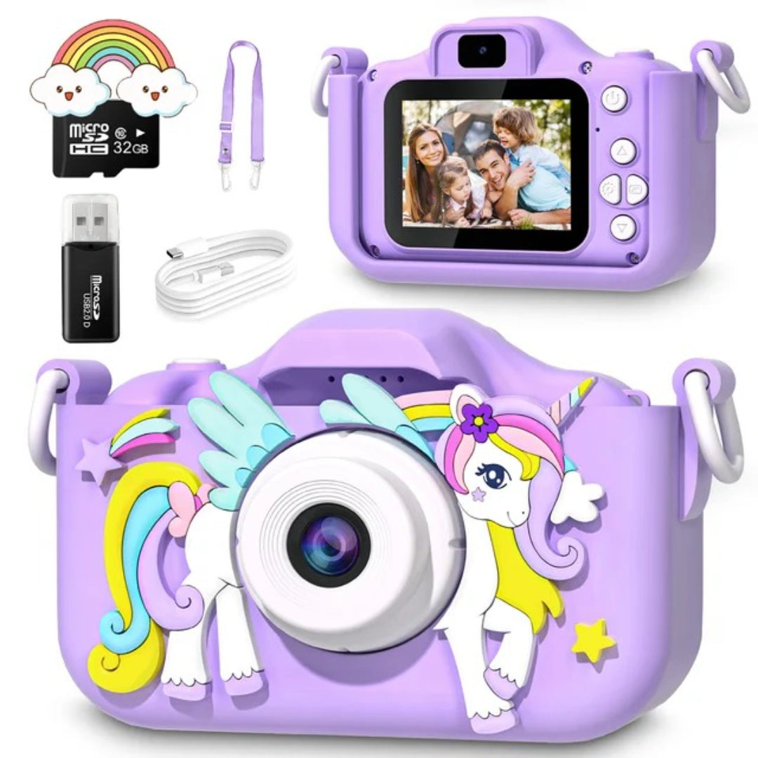 Unicorn HD Camera: Capture photos and videos with the included 32GB SD card