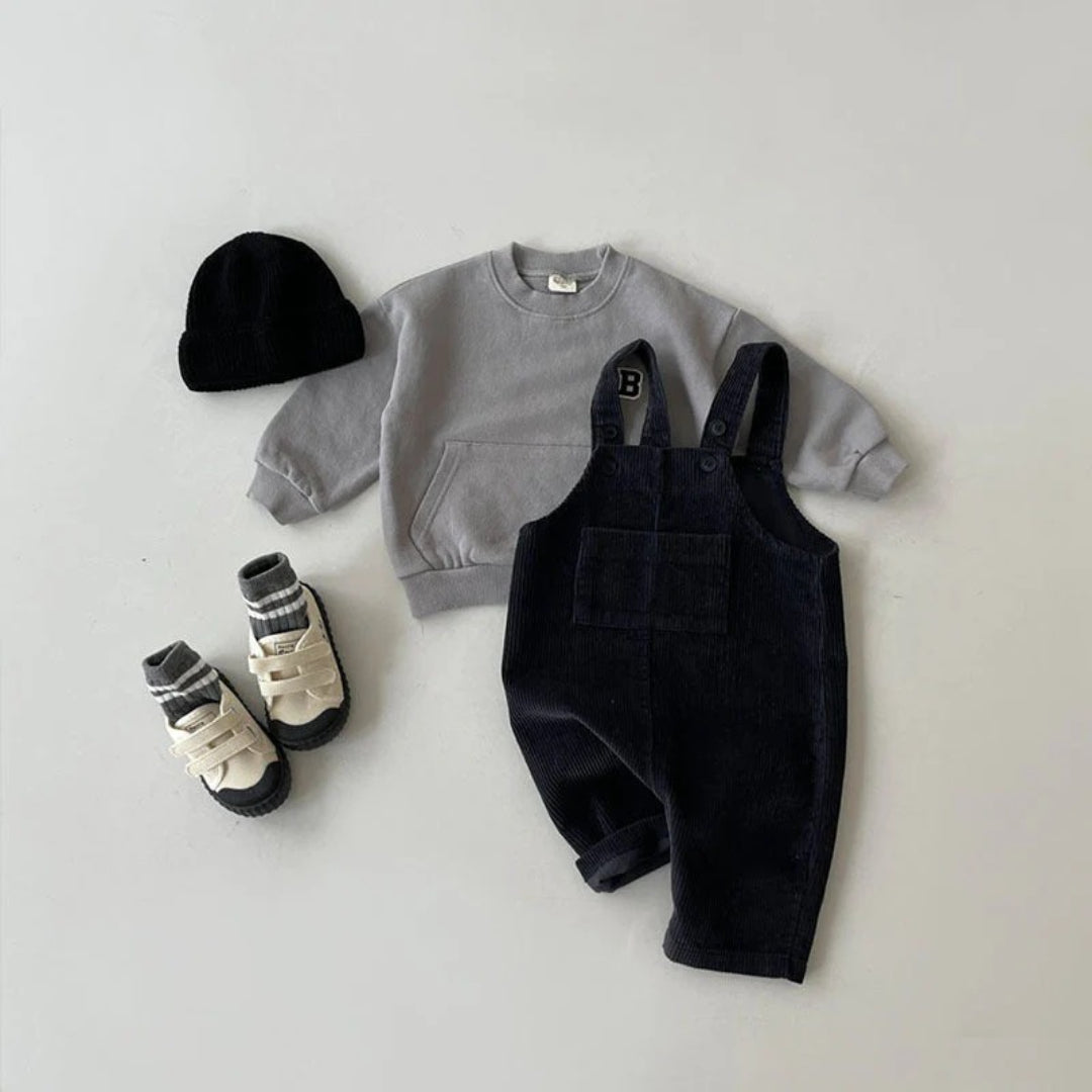 Unisex Striped Cotton Baby Dungarees