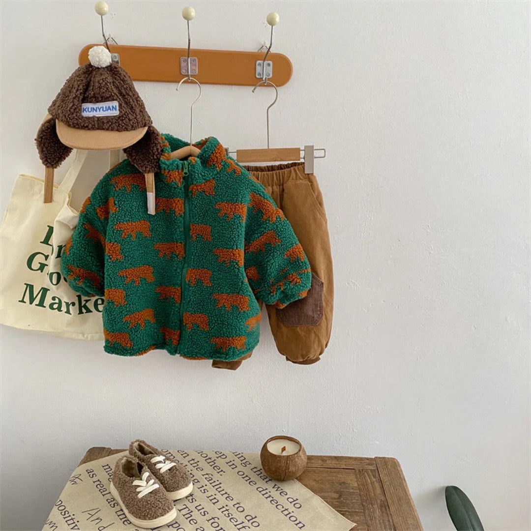 Unisex Fleece Vest with Bear Motif