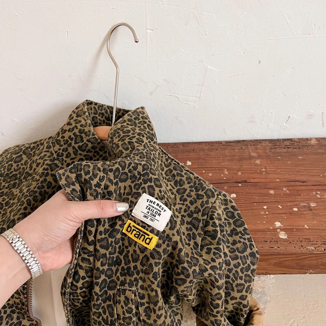 Brown panther print cotton jacket