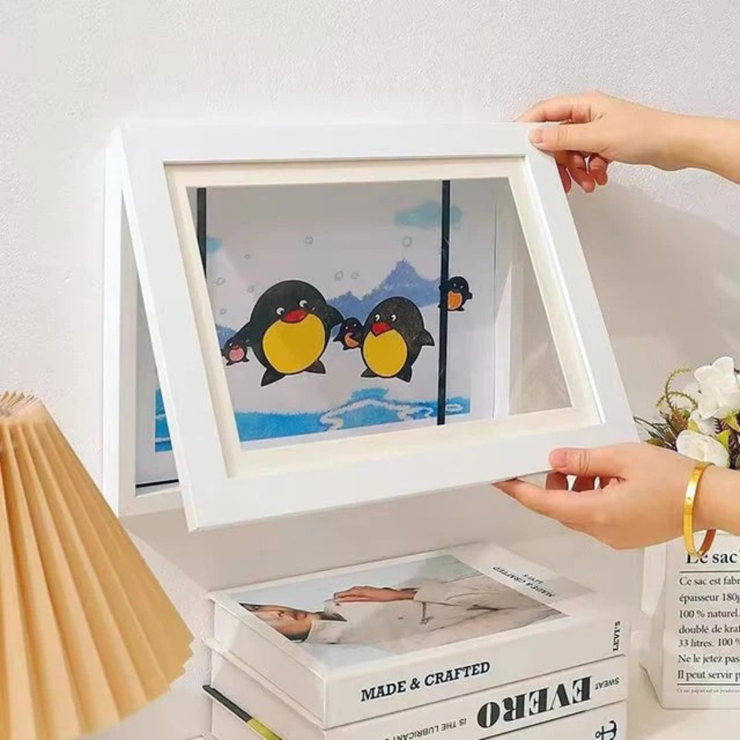 Kids Art Display Frame with Front Opening for Easy Storage