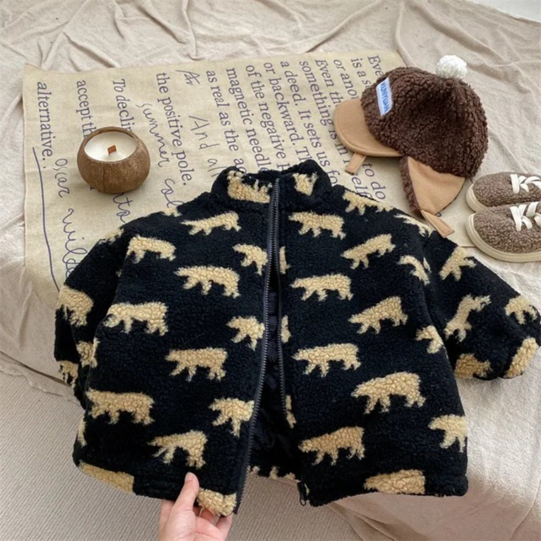 Unisex Fleece Vest with Bear Motif