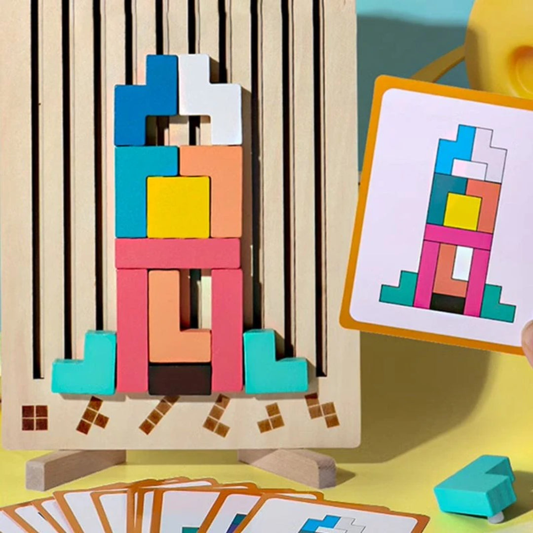 Holzpuzzle-Spielzeug zum Stapeln für die Entwicklung der motorischen Fähigkeiten