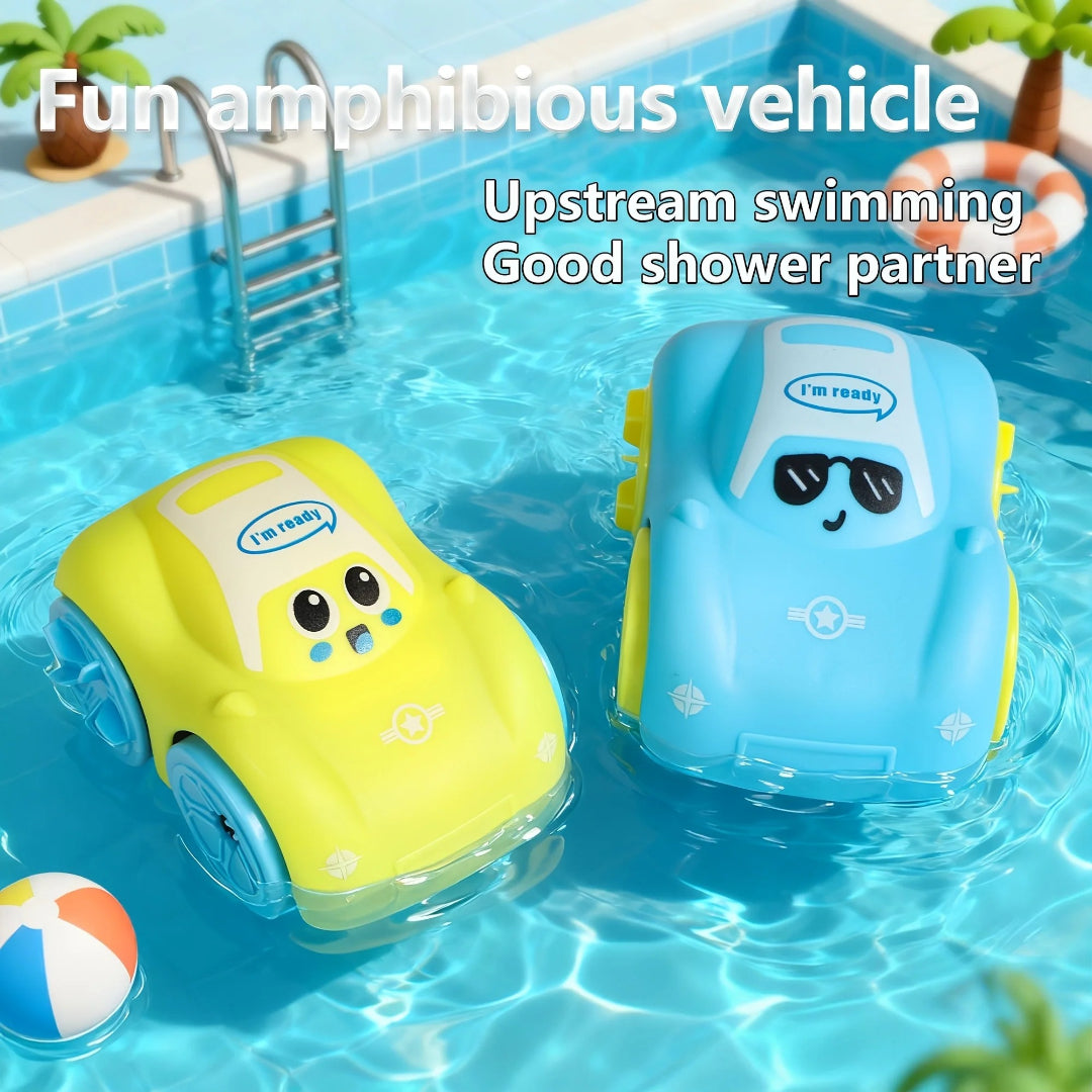 Aufzieh-Bade-Spielzeugboot - Amphibisches Fahrzeug für Spaß an Land und Wasser