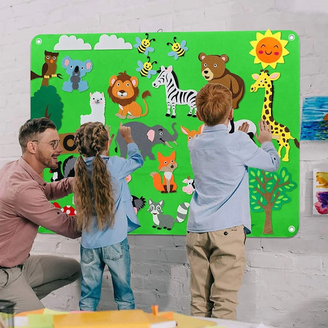 Animal-themed felt worlds for imaginative play