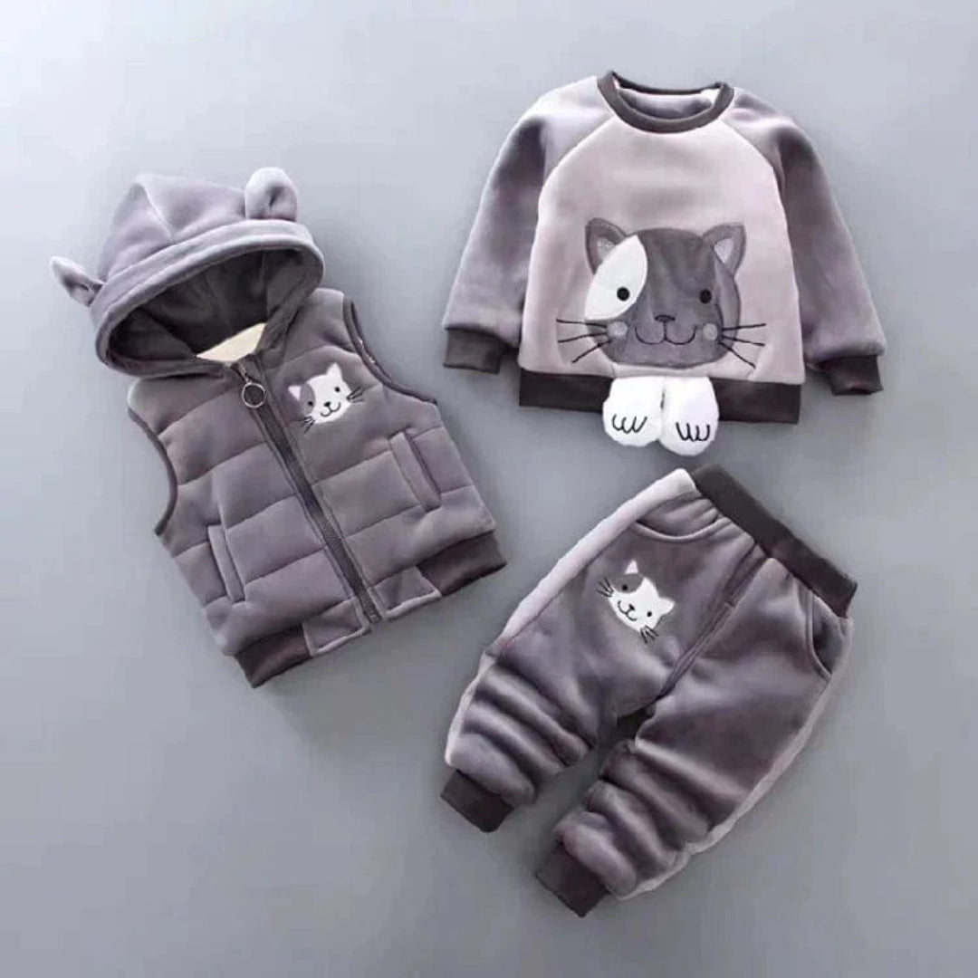 Baby Outfit Set: Bären-Themen Jacke Weste und Hose