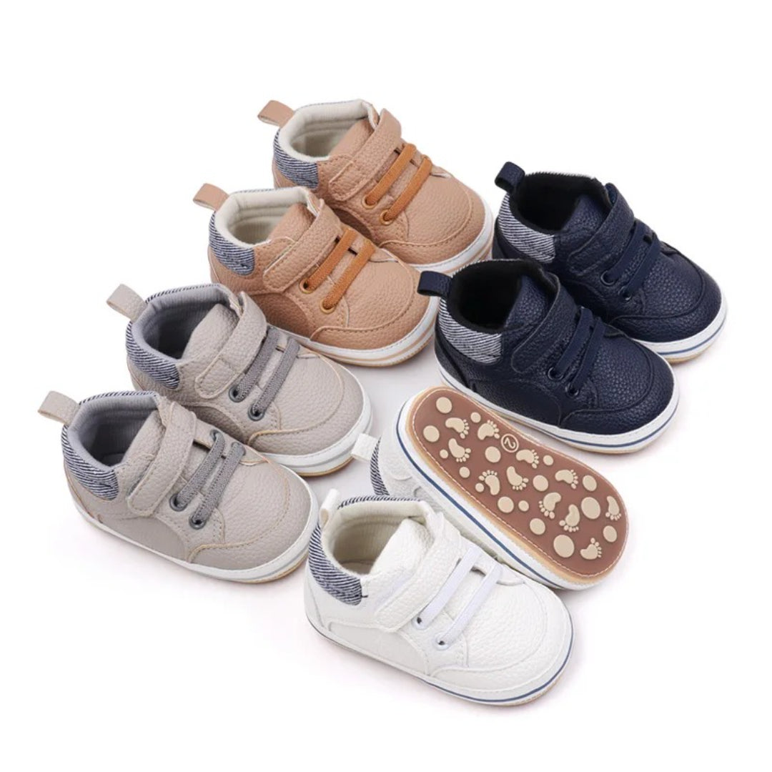 Soft slip-on first-walker shoes with a flexible sole