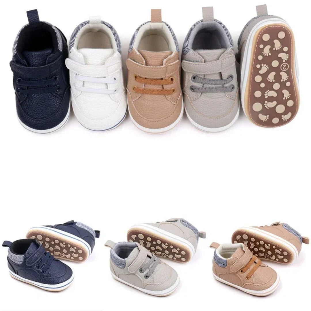 Soft slip-on first-walker shoes with a flexible sole
