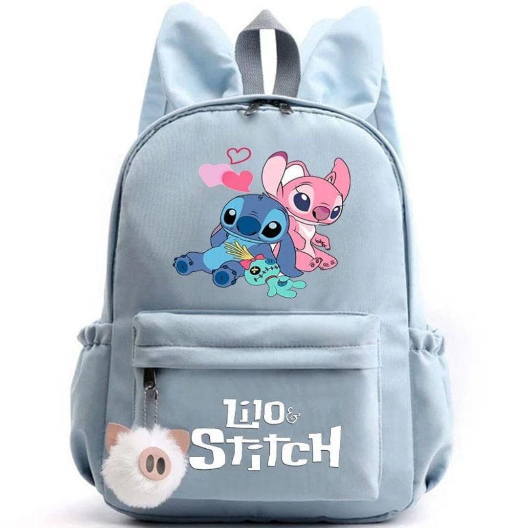 Stitch-Themen-Schulrucksack mit Schlüsselanhänger