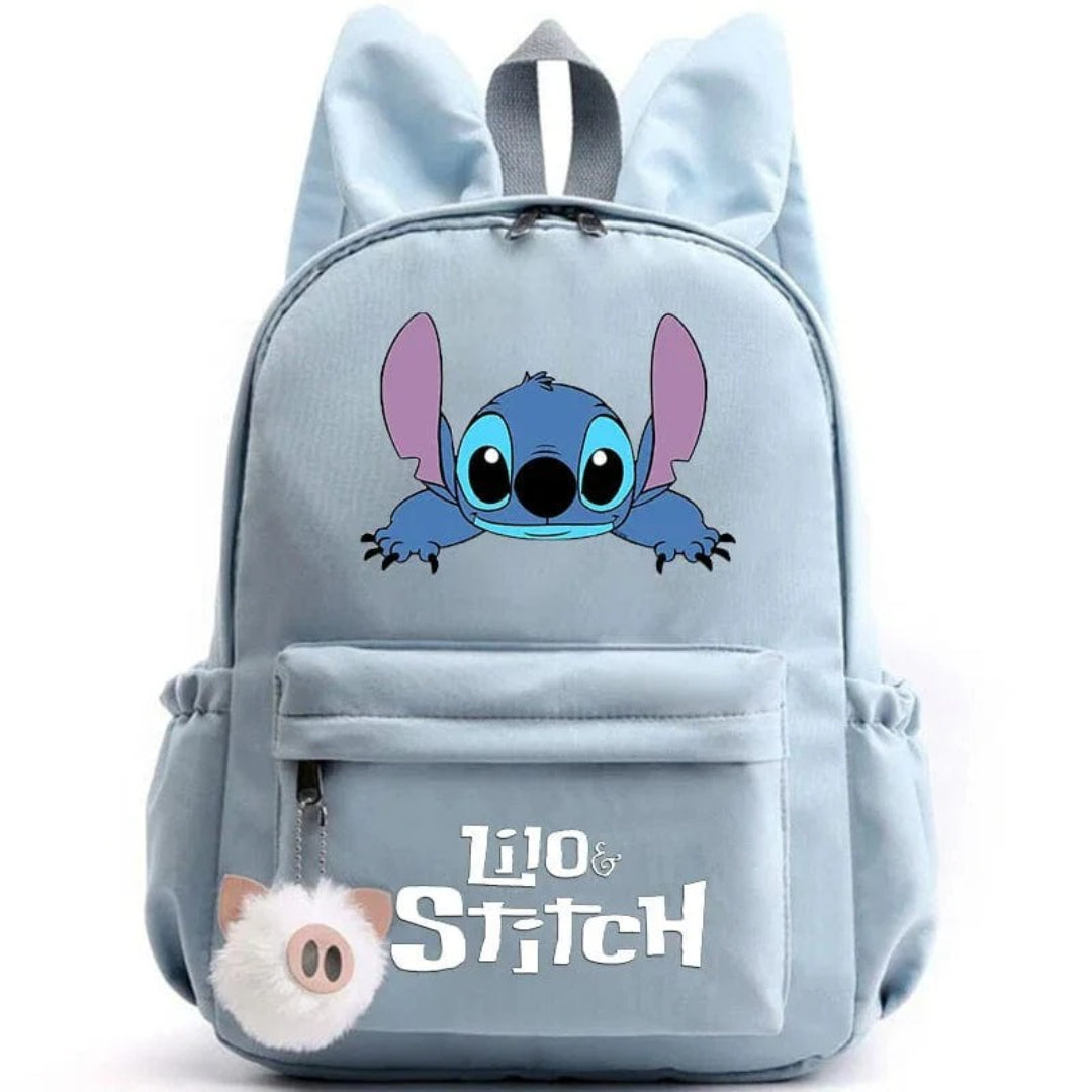 Stitch-Themen-Schulrucksack mit Schlüsselanhänger