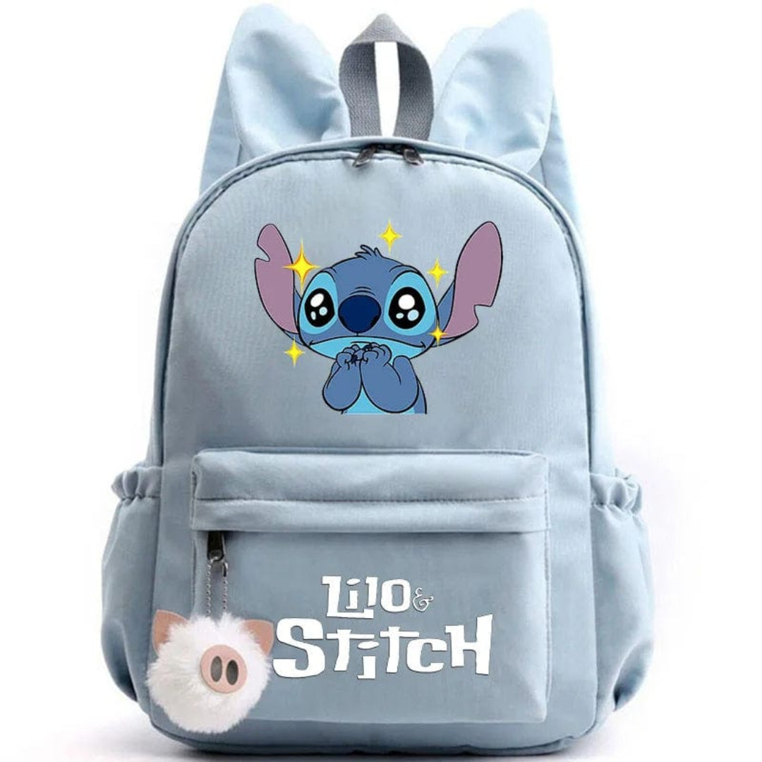 Stitch-Themen-Schulrucksack mit Schlüsselanhänger