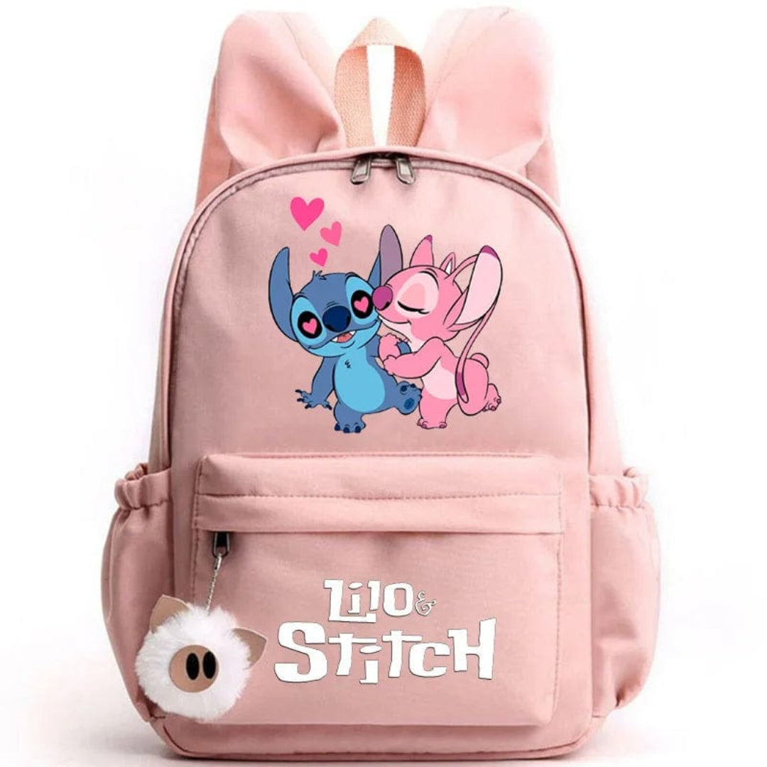 Stitch-Themen-Schulrucksack mit Schlüsselanhänger
