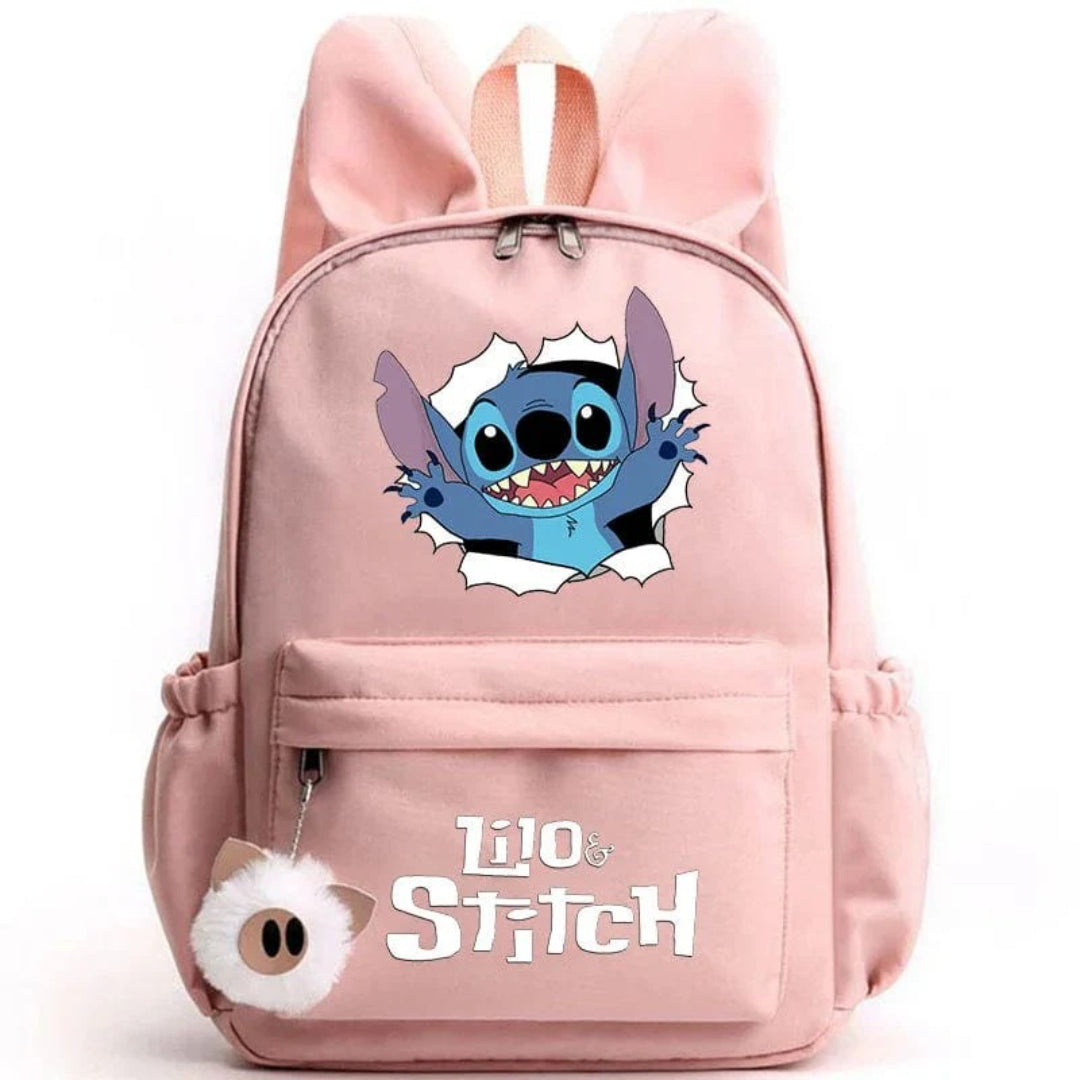 Stitch-Themen-Schulrucksack mit Schlüsselanhänger