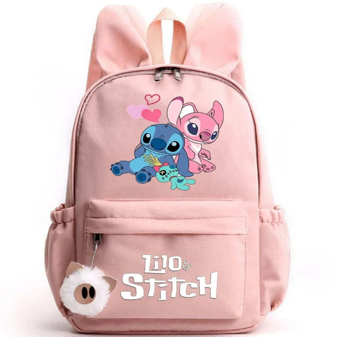 Stitch-Themen-Schulrucksack mit Schlüsselanhänger