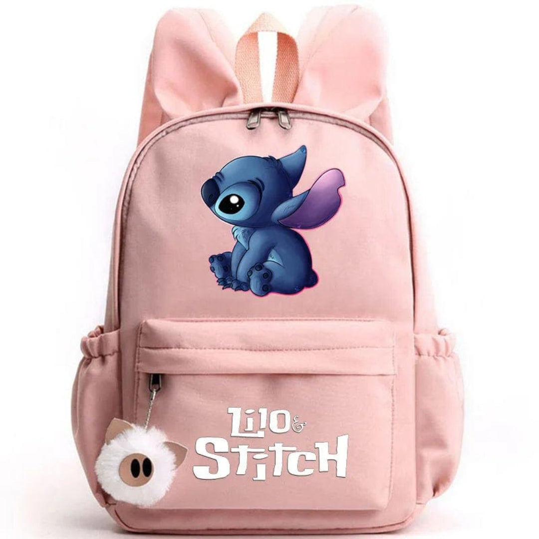 Stitch-Themen-Schulrucksack mit Schlüsselanhänger