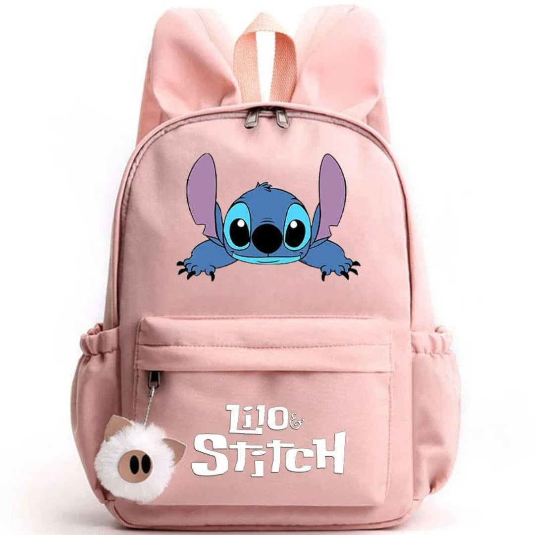 Stitch-Themen-Schulrucksack mit Schlüsselanhänger