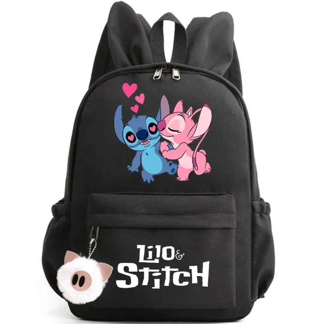 Stitch-Themen-Schulrucksack mit Schlüsselanhänger