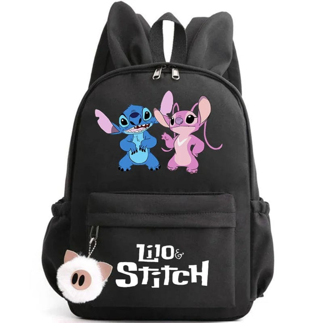 Stitch-Themen-Schulrucksack mit Schlüsselanhänger
