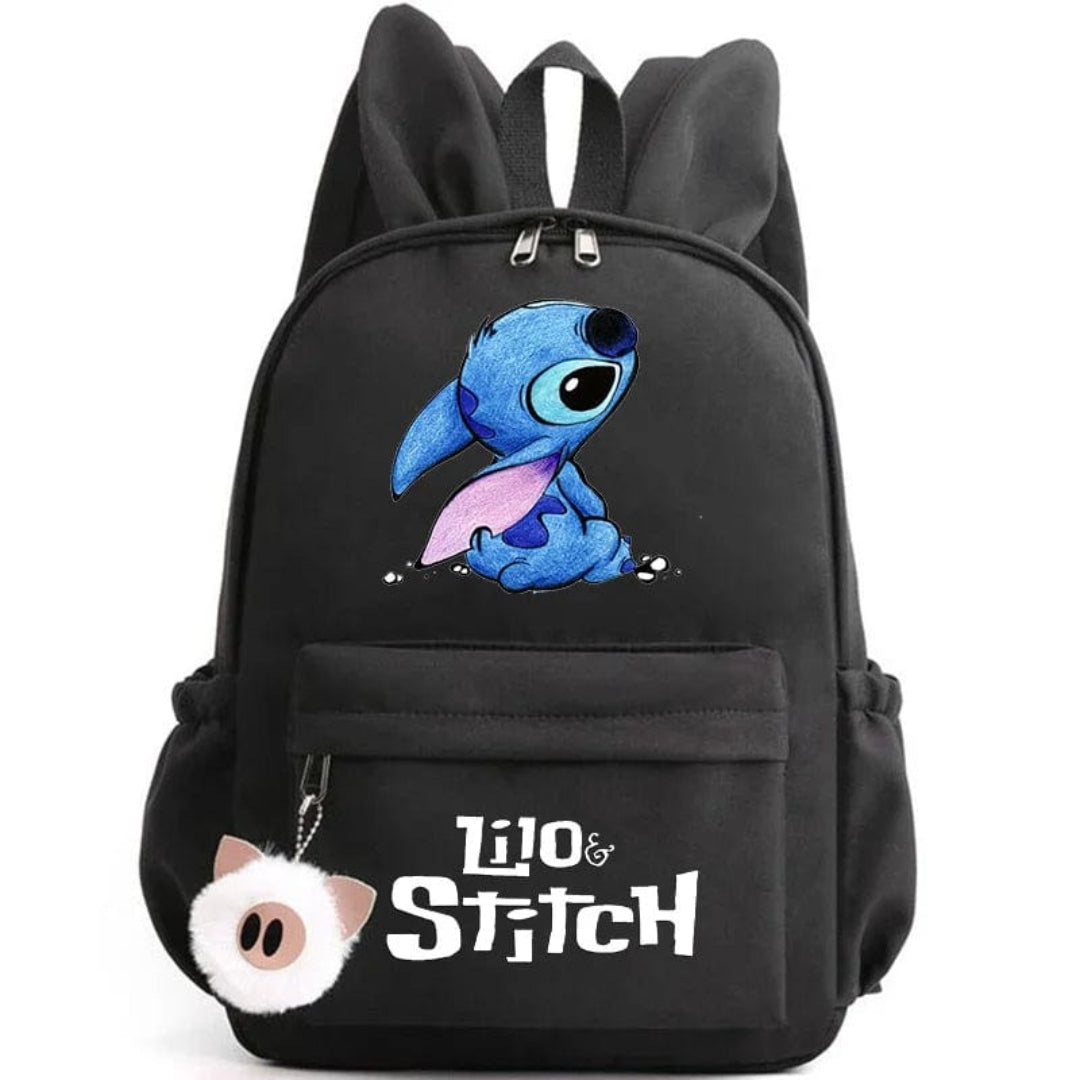 Stitch-Themen-Schulrucksack mit Schlüsselanhänger