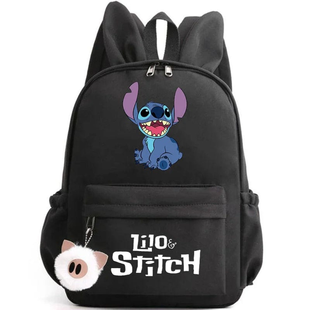 Stitch-Themen-Schulrucksack mit Schlüsselanhänger