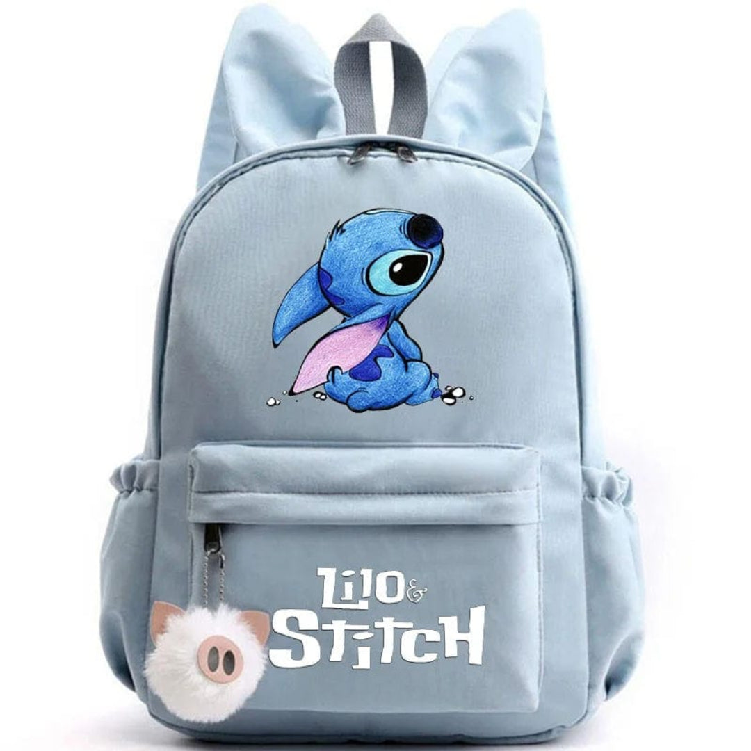 Stitch-Themen-Schulrucksack mit Schlüsselanhänger