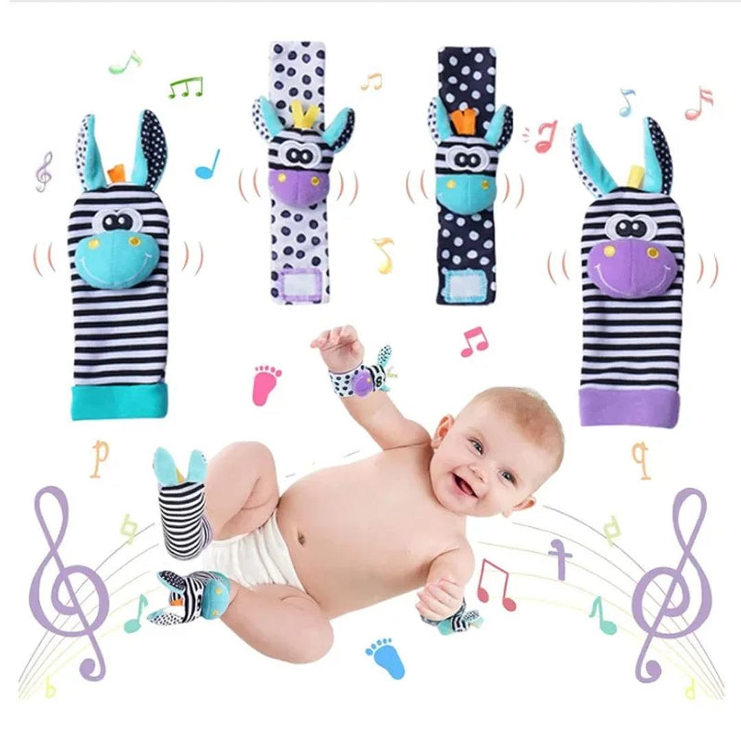 Baby-Sensorik-Plüschsocken- und Armband-Set