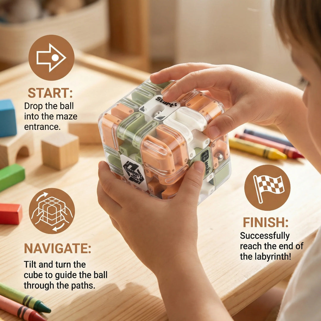 3D Labyrinth Puzzle Würfel - Logikspiel