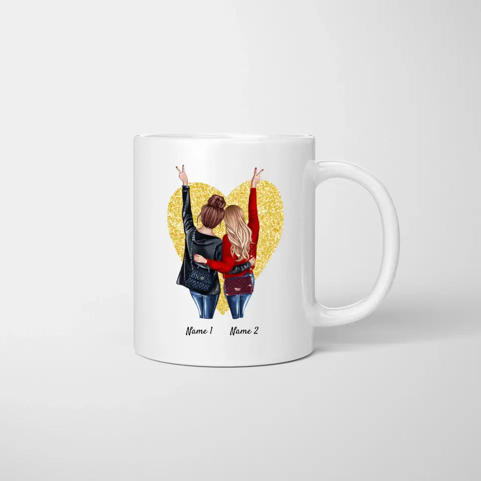 Best friends with handbags - personalized mug (2-3 persons)