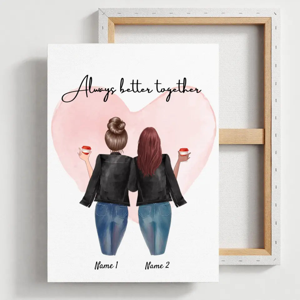 Besties in leatherjackets - personalized poster (2-3 friends)